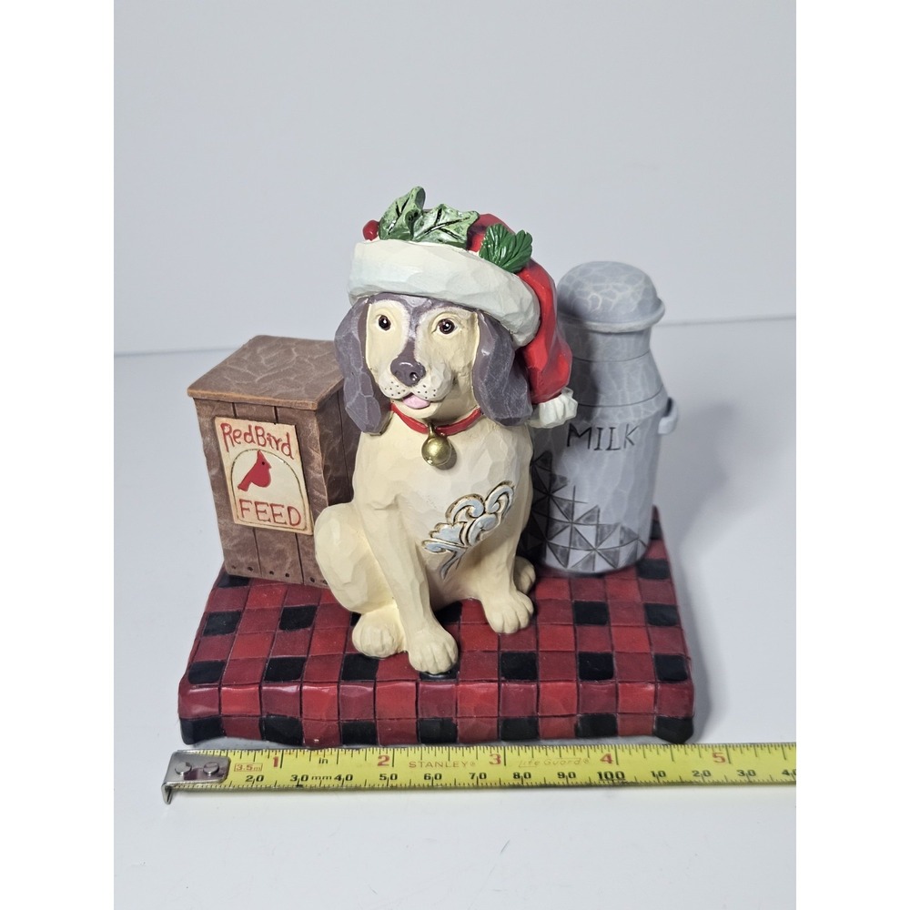 Jim Shore Country Living Festive Farmhouse Friend Dog Milk Pail Figurine 6011743 - Picture 7 of 8